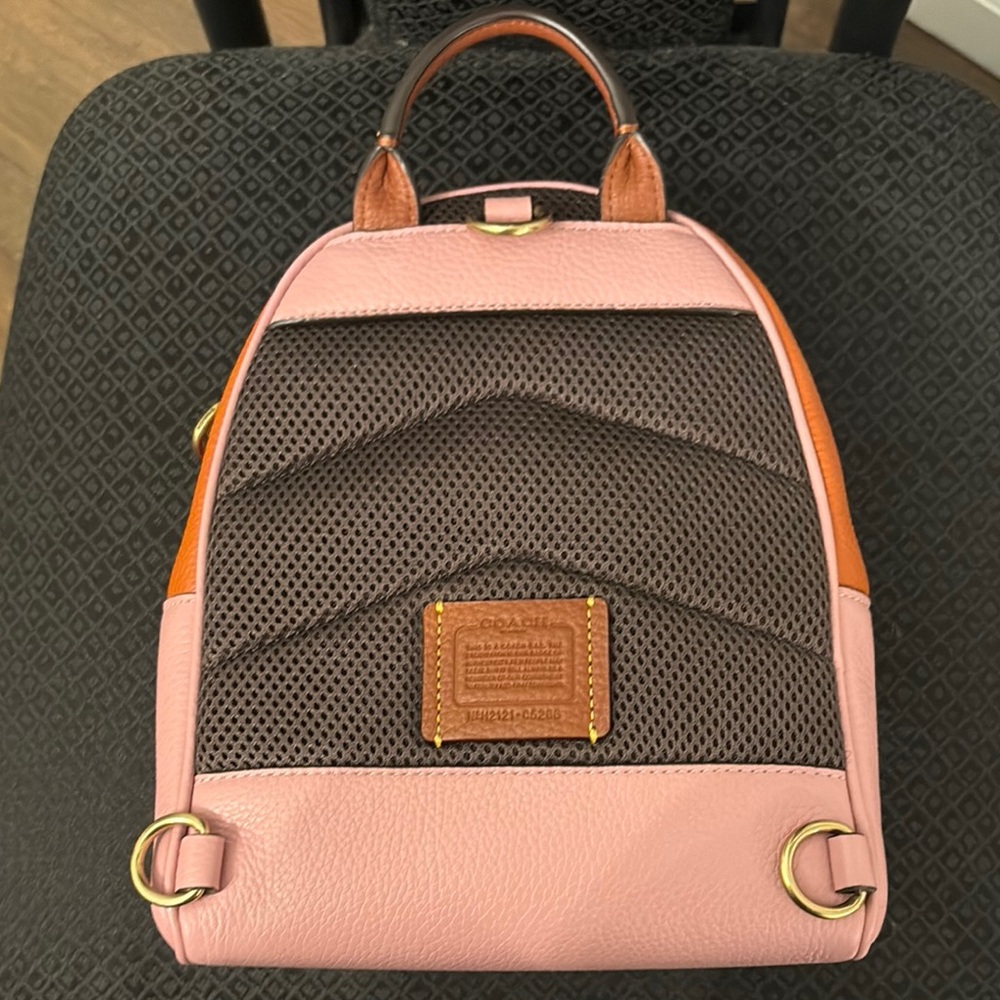 Coach Pink and Orange Leather Backpack - Picture 5 of 10